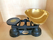 VINTAGE SALTER TRADITIONAL CAST IRON & BRASS KITCHEN BALANCE SCALES - VGC