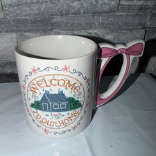 Vintage Welcome To Our Home Coffee Mug Pink B...