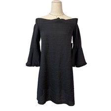 Lulus Black Off The Shoulder Bell Sleeve Cutout Mini Dress Size Small