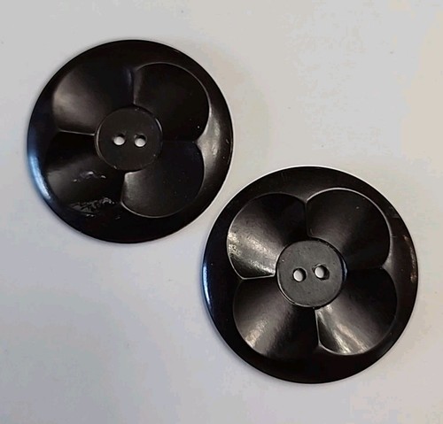 Vintage 2 Large Brown Round Shaped Bakelite Buttons, 2 Hole, Tested