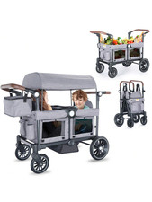 Kinder King Folding Wagon Stroller for 2 Kids, All-Terrain Baby Stroller Wagon O