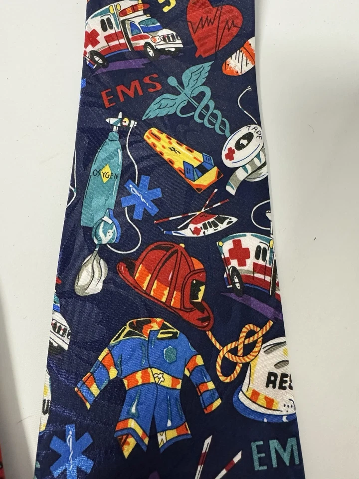 2 Fratello EMS 领带男式紧急响应者 911 医疗领带红色和蓝色 — 第 3/4 张图片