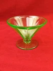 Vintage Green Vaseline Uranium Depression Glass Sherbet/Dessert Dish