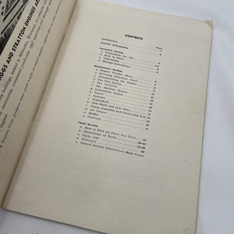 Briggs & Stratton Model 23 23B Engine Operators Parts Maintenance Manual - Image 4 of 4