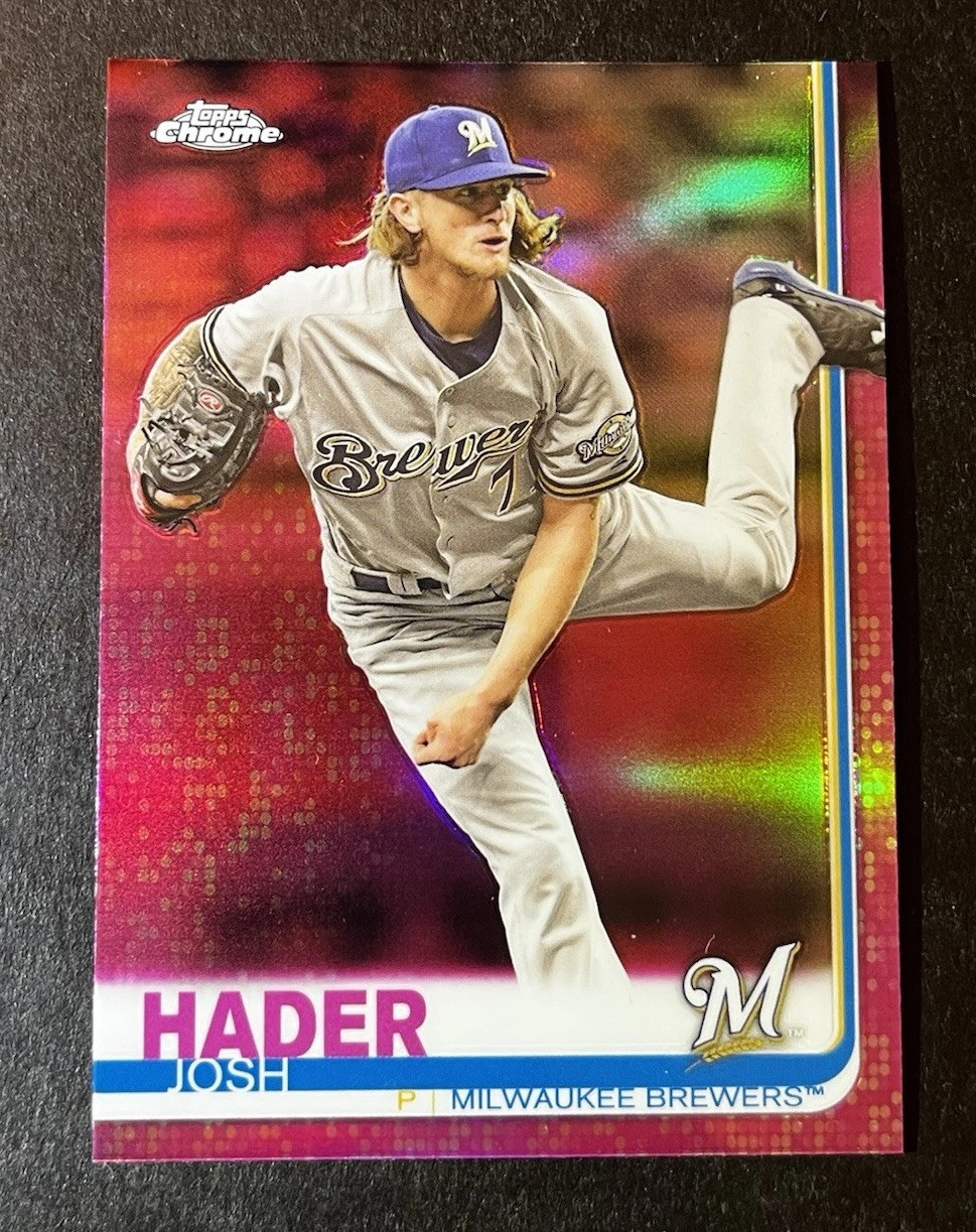 JOSH HADER 2019 Topps Chrome #24 Pink Refractor - Milwaukee Brewers
