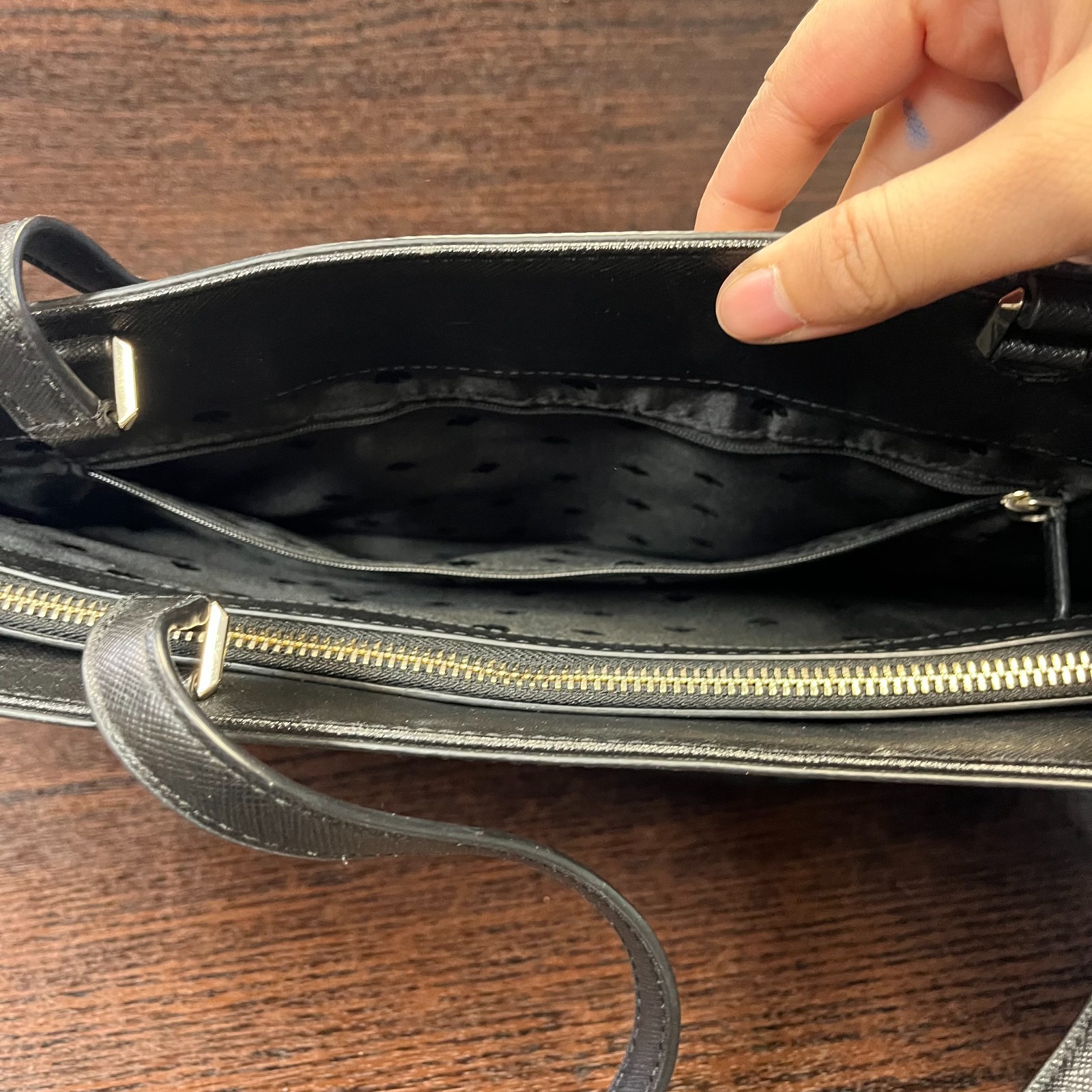 Kate Spade Women's Saffiano Leather Tote Bag Black Large Shoulder Purse Work thumbnail 8