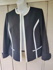 Black Label by Evan-Picone BLACK /WHITE Blazer Jacket Women's 6, NWOT