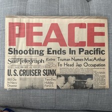 Pittsburgh Sun Telegraph NEWSPAPER  Wed Aug 15 1945 PEACE in the Pacific Sealed