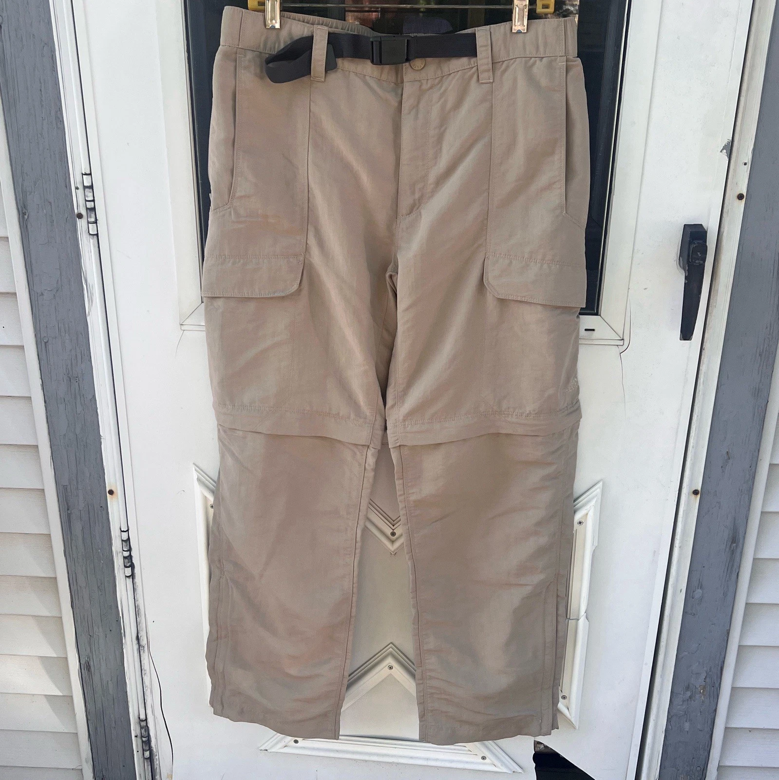 The North Face Men's M Khaki Pants Zip Off Shorts Cargo Hiking Belted Pants