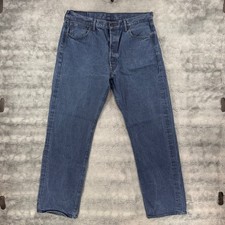 Levis 501 Men's 36x34 Button Fly Straight Leg Denim Jeans Blue Dark Wash Pants