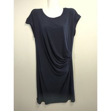 Banana Republic Factory Navy Ruched Tee Shirt Cap Sleeve Casual Dress Women's L