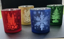 Valerie Parr Hill 4 Illuminated Holiday Winter Christmas Votives 4" w/bags New