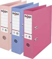 Rexel Pastel Plastic A4 Lever Arch Files, 3-Pack (Pink, Blue, Peach), Patented N