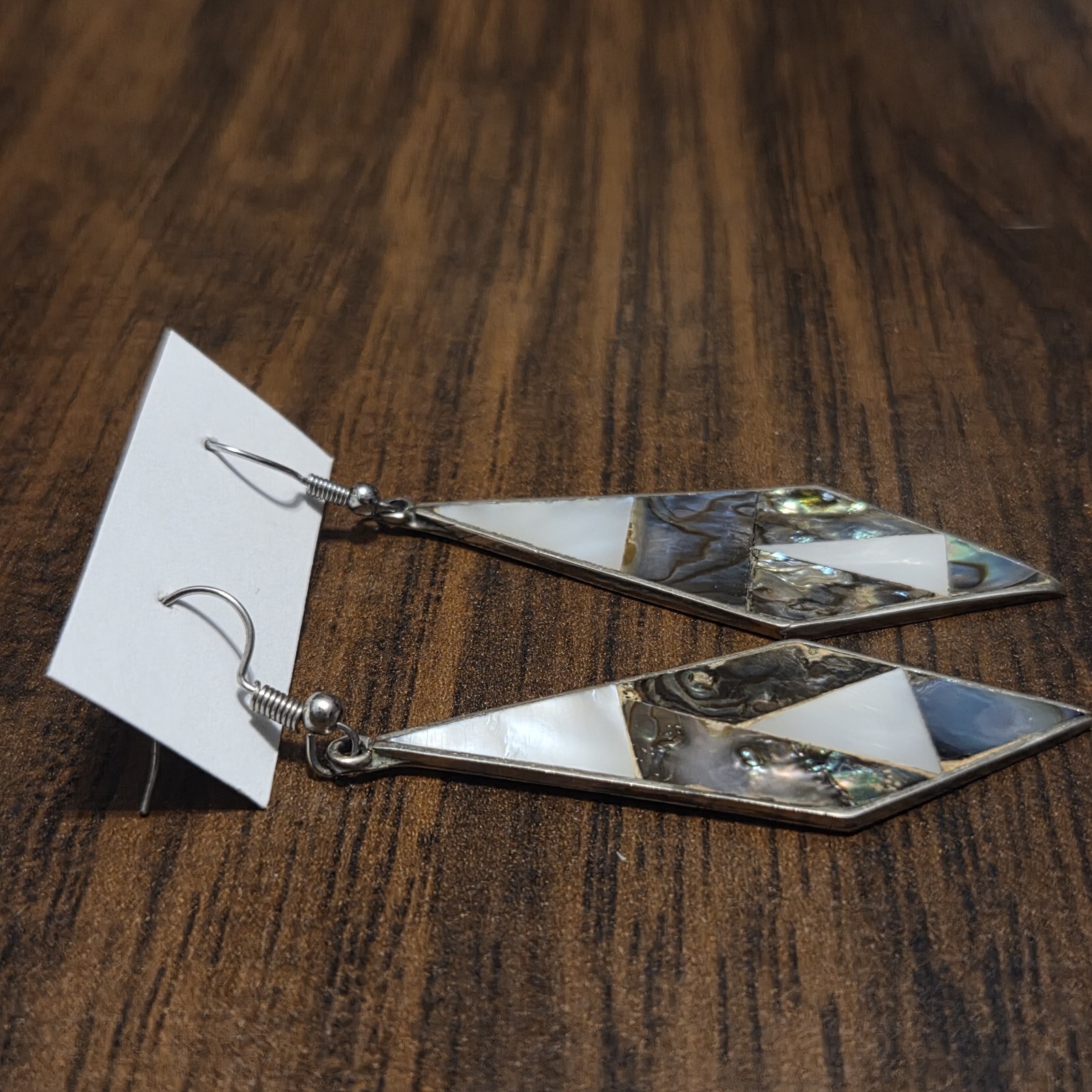 Silver Shell Inlay Dangle Earrings - image 3