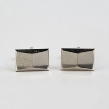 Men's Silver Rectangular Bullet Back Cufflinks Pair