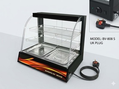 Elektrischer kommerzieller Kuchenwärmer heiße Lebensmittel Vitrine Arbeitsplatte schwarz