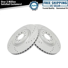Performance Brake Rotor Drilled & Slotted G-Coated Front Pair For VW