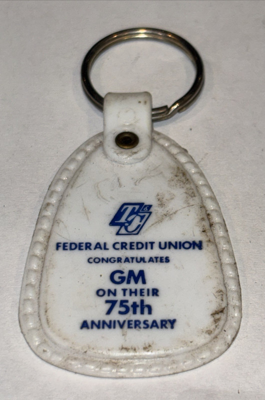 Vintage TC Federal Credit Union GM General Motors 75Th Anniversary Keychain