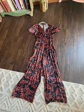 Anthropologie Size Small Burnt Orange Floral Jumper 100% Nylon