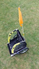 Halfords Double Child Bike Trailer with Rain Cover, Flag & Quick Fixing