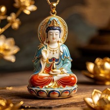 Guanyin Bodhisattva Necklace Auspicious Pendant Blessing Chinese Style Gift