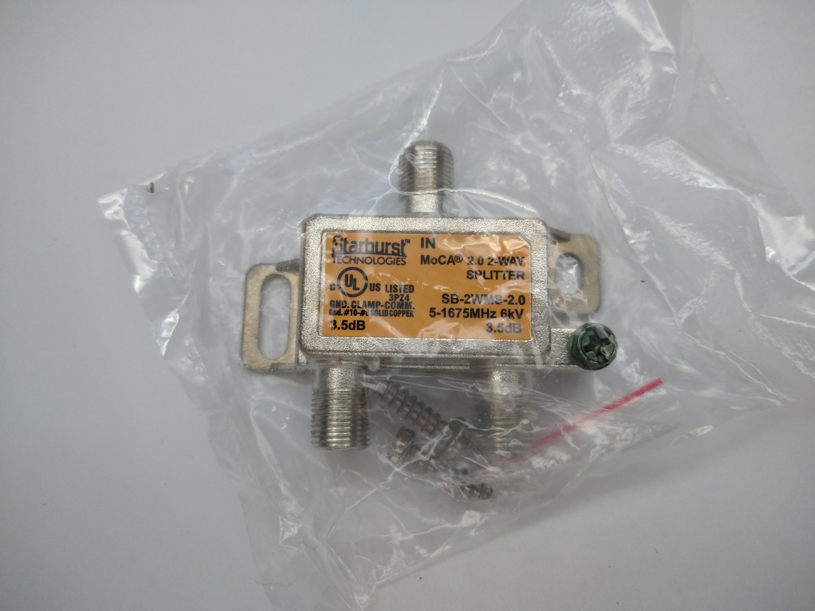 2 Way Coax Splitter Starburst Technologies SB-2WMS-2.0  MOCA 2.0 5-1675MHz