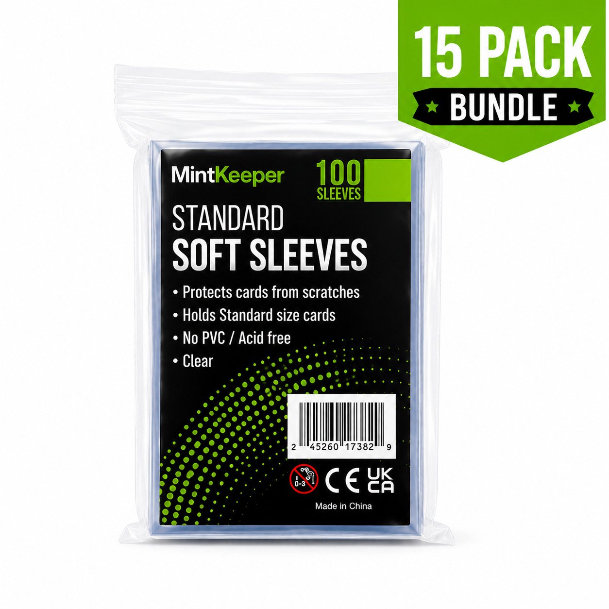 15 Pack MintKeeper Standard Penny Trading Card Sleeves Clear Soft Pokemon MTG
