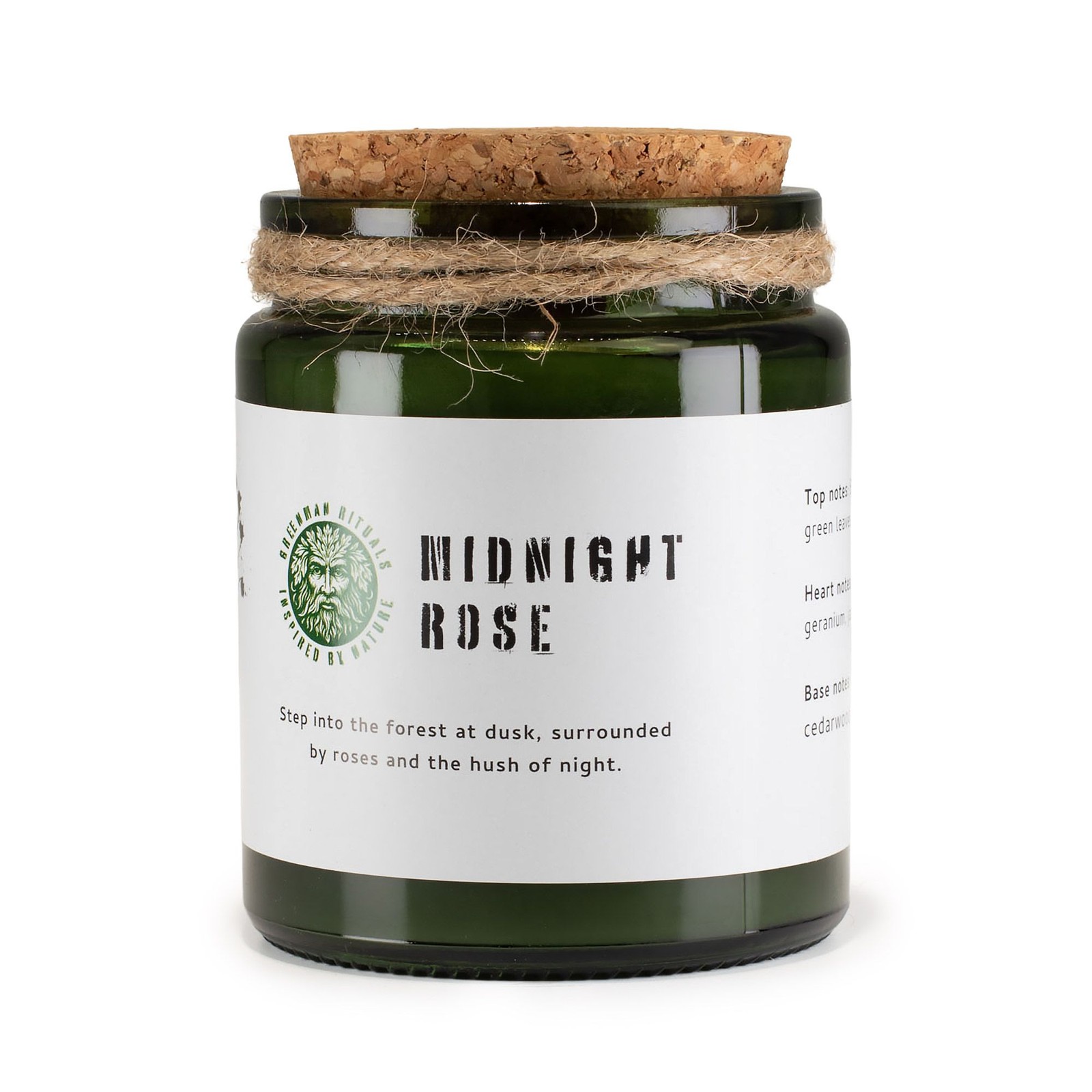 Woodwick Soy Candle Midnight Rose 26hr Burn Green Glass Jar Cork Lid Vegan Gift