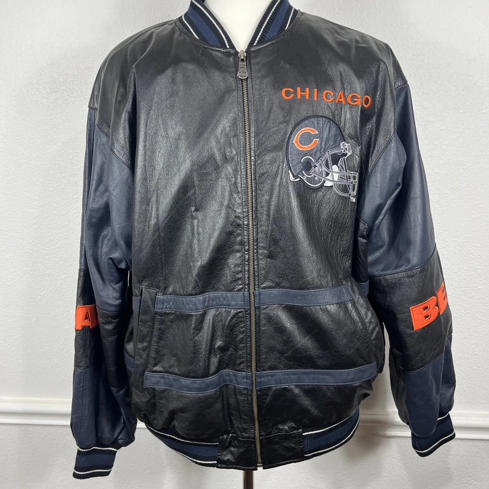 Chicago Bears His & Hers Vintage Leather Bomber Jacket XL And M G-III Carl Banks - Image 2 of 4