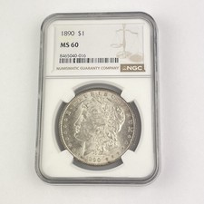 United States 1890 Silver Morgan Dollar Coin NGC Graded MS 60