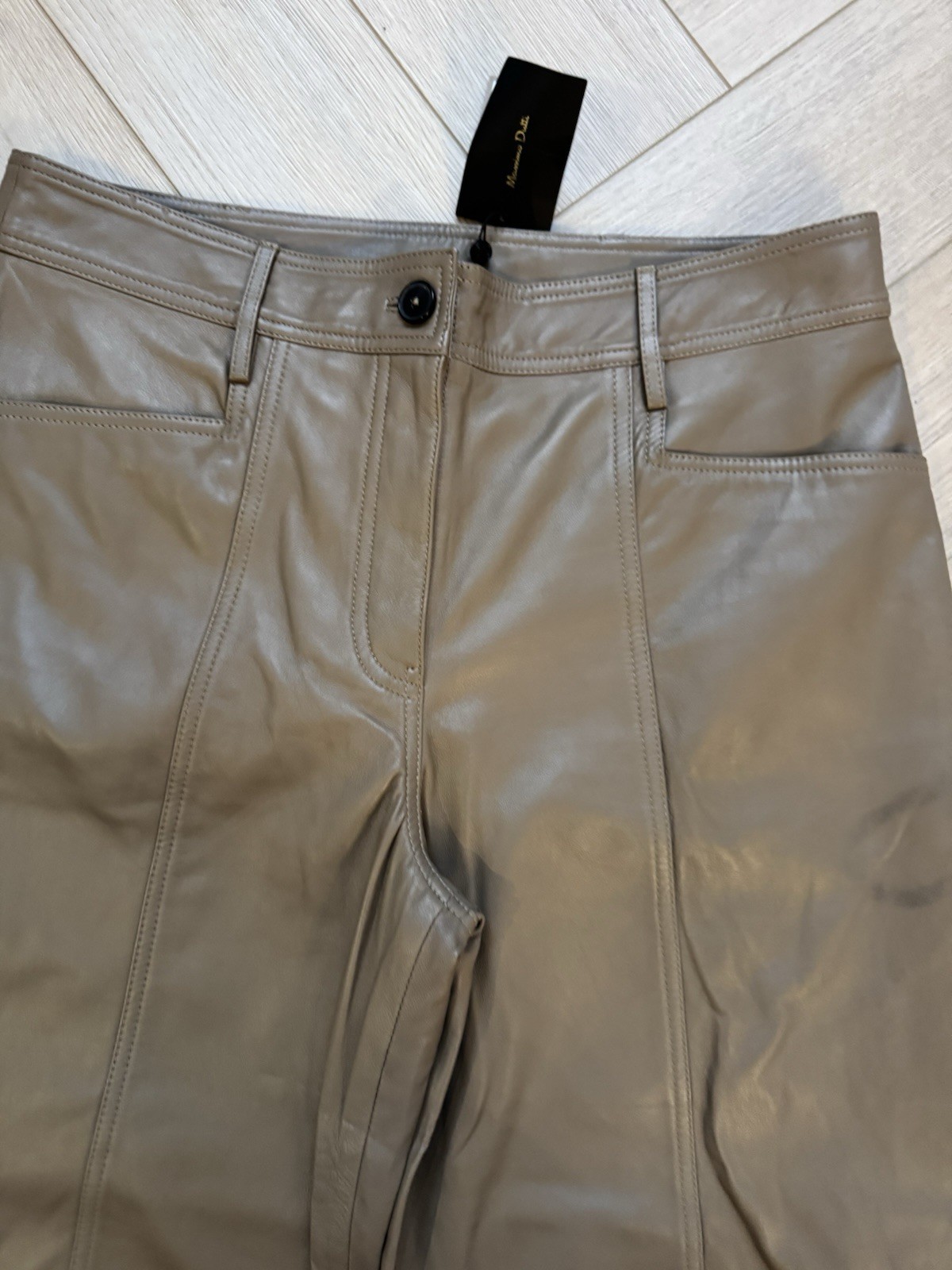 Massimo Dutti Loose Fit Napa Leather Trousers Size L Uk14 image 2