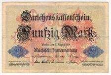 1914 Germany 50 Mark 632297 Reichbanknote Paper Money Banknotes
