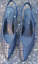 Donald J Pliner Gema Slingback Pumps Basket Weave 2" taped Heels Size 6.5 EUC
