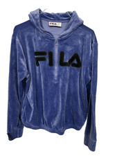 MEDIUM VINTAGE FILA VELOUR TRACK JACKET PURPLE 3/4 ZIP UP