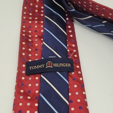 Tommy Hilfiger Red W/ Blue Vintage Neck Tie Necktie Silk Very Nice 
