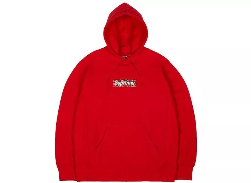 Sweat à capuche rouge logo Supreme Bandana Box