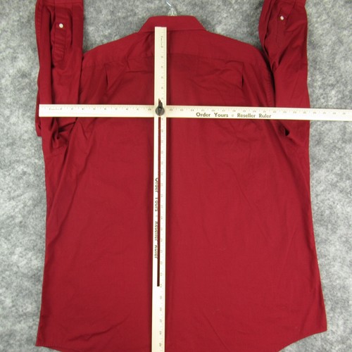 Basic Editions Shirt Men Extra Large Red Solid Classic Fit Long Sleeve Button Up - Picture 10 of 13