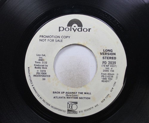 Rock Promo Nm! 45 Atlanta Rhythm Section - Back Up Against The Wall (Long Versio - Picture 1 of 2
