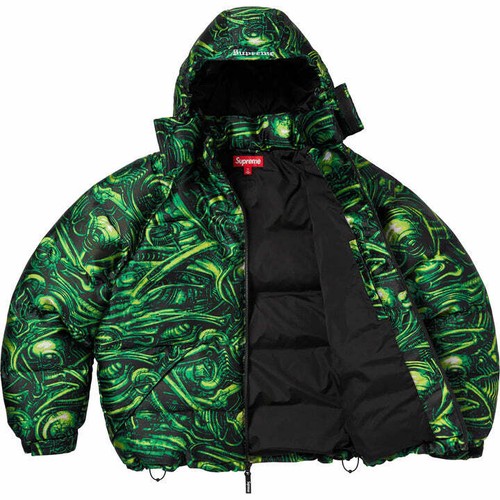 Supreme x H.R. Giger Jacquard Down Insulated Puffer Jacket Green L - Picture 5 of 9