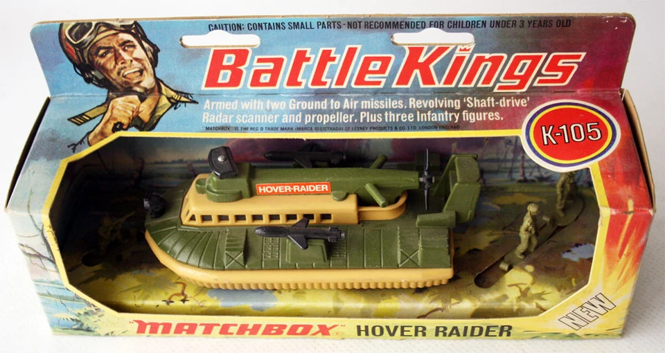 VINTAGE 1974 MATCHBOX BATTLE KINGS HOVER RAIDER K-105 + 3 INFANTRY FIGURES NEW ! - Image 4 of 4
