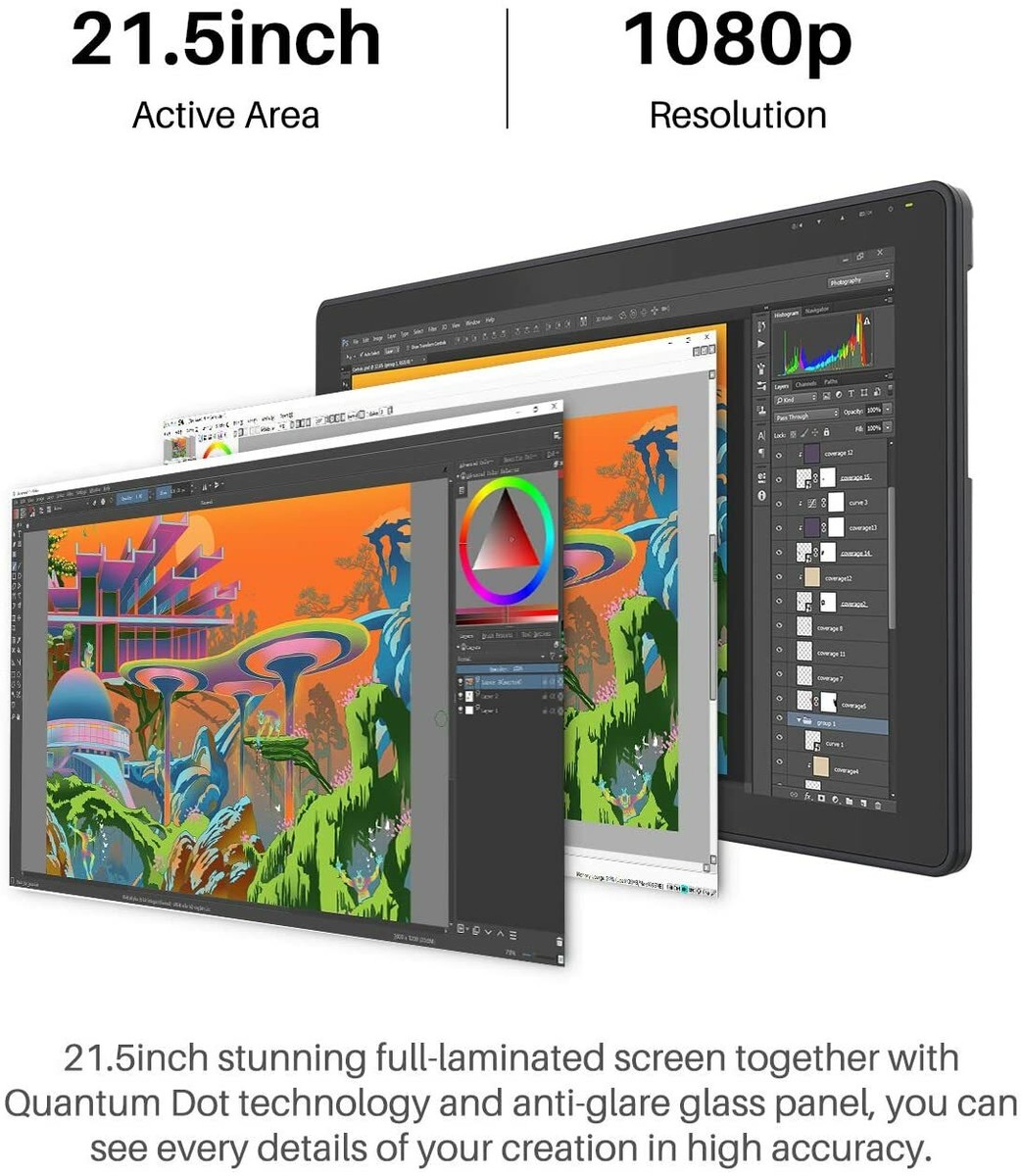 HUION KAMVAS 22 Plus Graphics Tablet Display QD LCD Screen