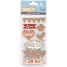 PAPER HOUSE CORK'D Adhesive Embellishments - MEANT TO BE – 10 pcs