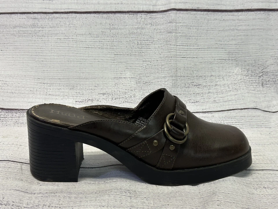 Zapatos De Colección Mudd Tacón Grueso Mules Tacones Deslizables Para Mujer’s 9.5 Devee Y2K Años 90’s Foto 3 de 4