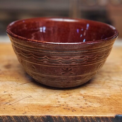 Vintage 1950s Marcrest Daisy Dot Brown 8'' Mixing Bowl MADE IN USA