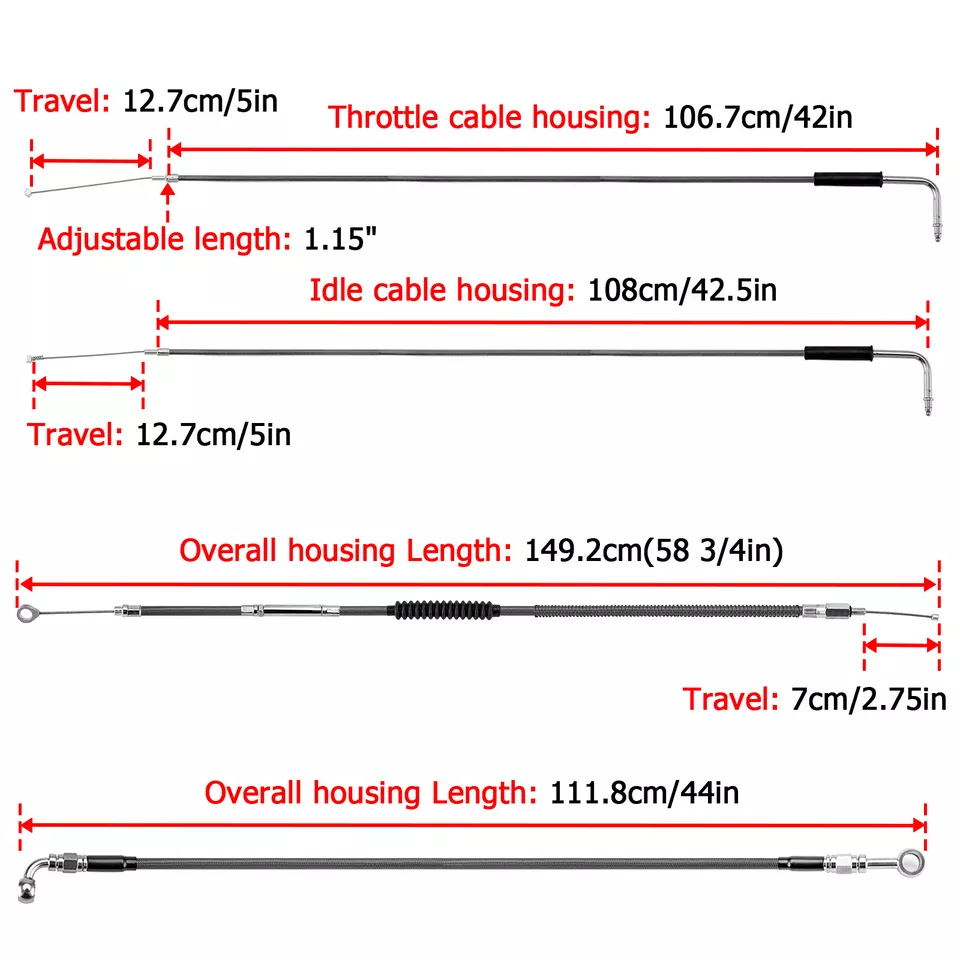 Cabo de aceleração de embreagem de freio 12" 14" Ape para Harley Sportster XL 883 1200 não ABS - Imagem 2 de 4