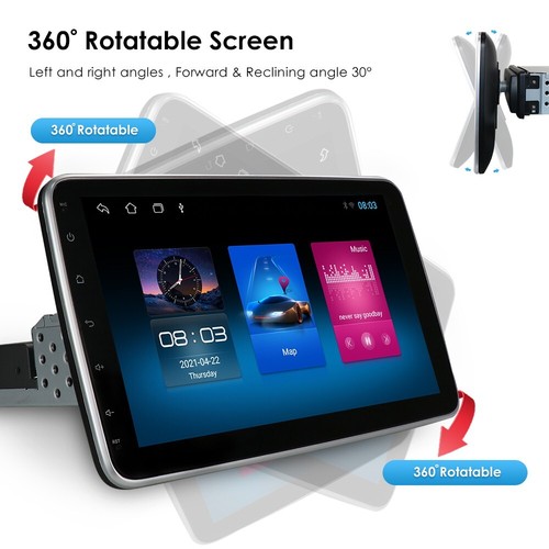 Single 1 DIN 10.1" Retractable Screen Android 10 Car Stereo Radio GPS WIFI BT - Picture 22 of 24