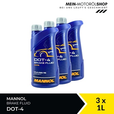 Mannol MN3002 Brake Fluid Bremsflüssigkeit DOT-4 3x1 Liter = 3 Liter