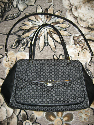 COACH MADISON BLACK MADELINE EAST WEST OP ART NEEDLEPOINT SATCHEL