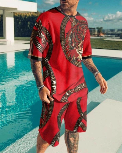 Hot Herren Sommer Outfit 2-Piece Satz Trainingsanzug Kurzarm-T-Shirts Und Shorts - Bild 12 von 24