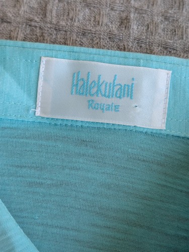 Camisa Polo Halekulani Royale Hombre Extra Grande Azul Lino Poli Hawaiana Hecha en Japón - Imagen 8 de 12